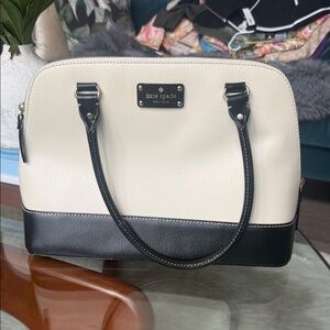 Kate Spade Rachelle- Cream Interior with Purple and Tan Polka Dot Lining